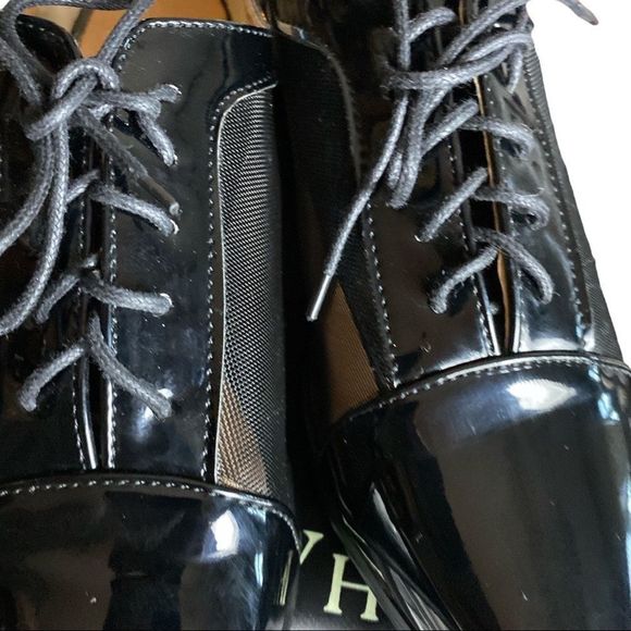 Ron White by Vero Cuoio made in Italy black patent leather & mesh lace up oxford - Picture 8 of 10